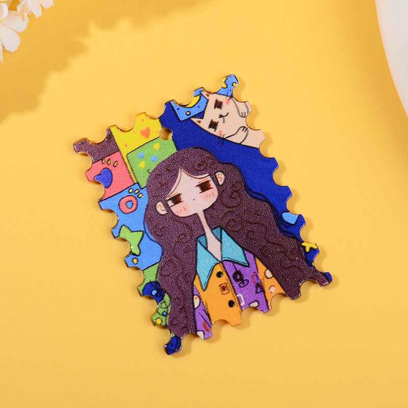 Wholesale 10pcs/ pack acrylic printed keychain pendant DIY jewelry